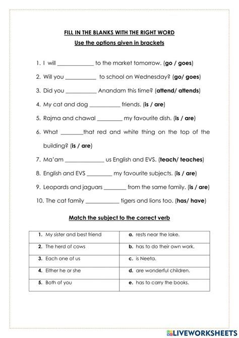 Subject And Verb Agreement Online Worksheet Hot Sex Picture