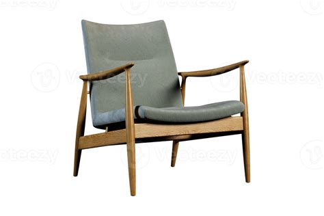 Gray Chair With Wooden Legs Isolated On A Transparent Background