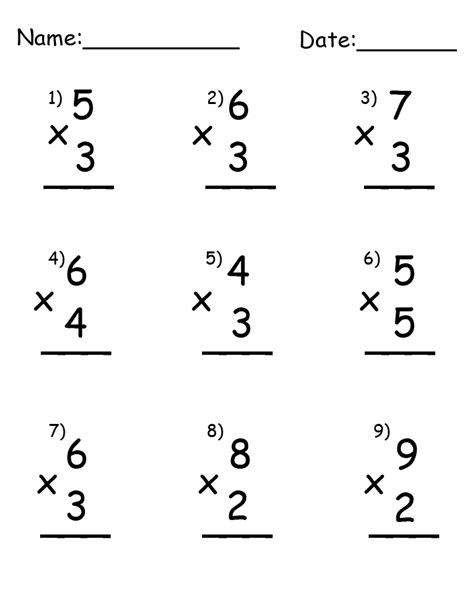 Free Printable One Digit Multiplication Worksheets