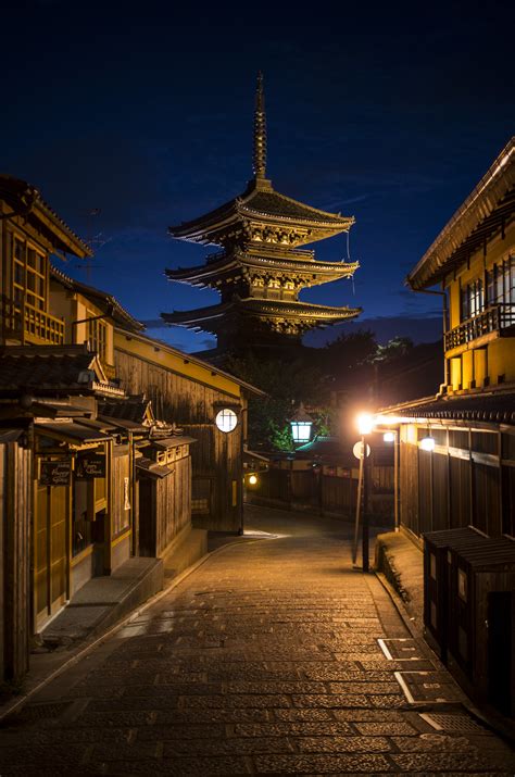 I Took A Picture Of A Quiet Street At Night In Kyoto Like For Real Dough