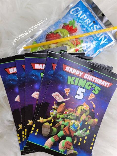 Ninja Turtles Juice Pouch Stickers Ninja Turtles Party Favors Digital