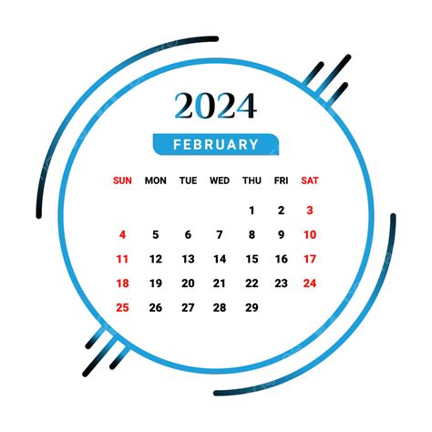 2024 February Month Calendar Skyblue And Black Unique Design Vector