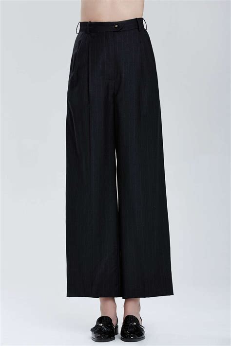 Chanel Vintage Bruay Pinstripe Trousers In Black Lyst