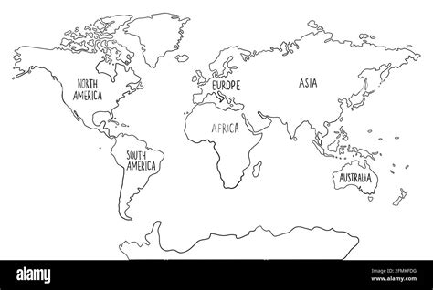 Mapa Del Mundo De Los Fideos Dibujado A Mano Con Continentes Am Rica