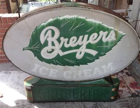 Vintage Org 1930s 40s Breyers Ice Cream Embossed Metal Hanging Sign