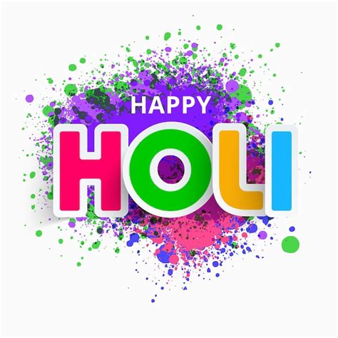 Premium Vector Colorful Paper Happy Holi Font And Color Splash Effect