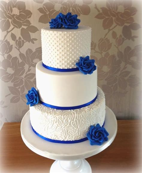 Two Tier Royal Blue Wedding Cake