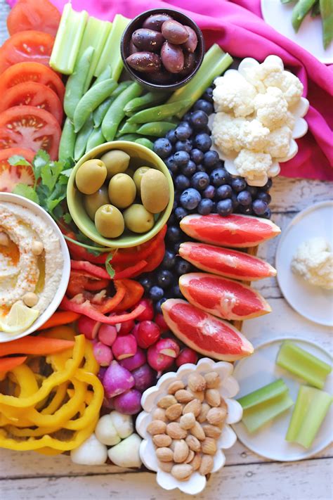 Rainbow Fruit And Veggie Platter With Hummus Cadrys Kitchen