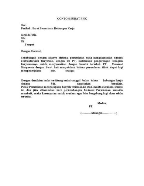 Contoh Surat Phk Bagi Para Karyawan Tentu Tak Asing Mendengar Surat