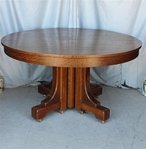 Solid white oak dining table, made to order. Bargain John's Antiques | Mission style Round Oak dining ...