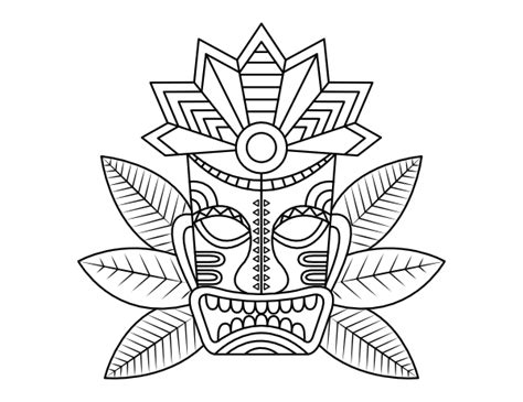 Tiki Mask Template Printable Sketch Coloring Page