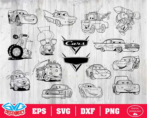 Disney Cars Svg Dxf Eps Png Clipart Silhouette And Cutfiles