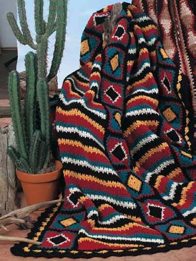 Navajo Diamonds And Stripes Crochet Afghan Patterns Free Crochet
