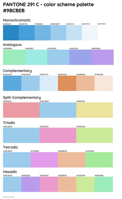 Pantone 291 C Color Palettes And Color Scheme Combinations