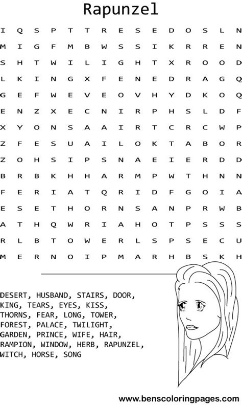 Rapunzel Word Search Coloring Pages