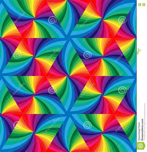 Seamless Rainbow Colored Wavy Triangles Pattern Geometric