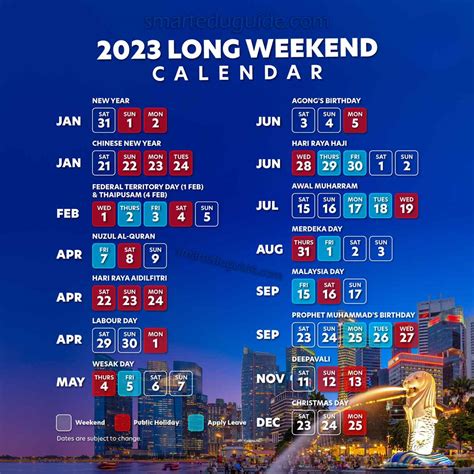 Singapore Calendar 2023 With Public Holidays Seg