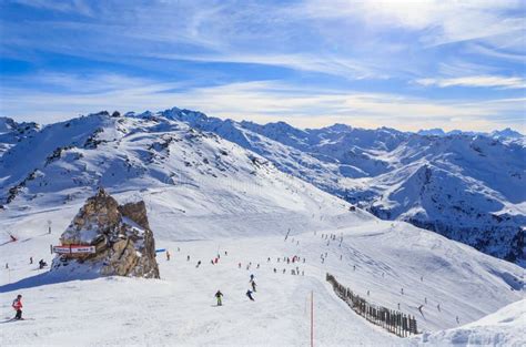 View Of Snow Covered Courchevel Slope In French Alps Editorial