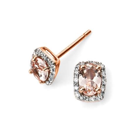 Elements Gold Ct Rose Gold Diamond And Morose Goldanite Earring