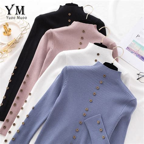 Yuoomuoo 2018 Autumn Winter Women Sweater Pullovers Long Sleeve Button