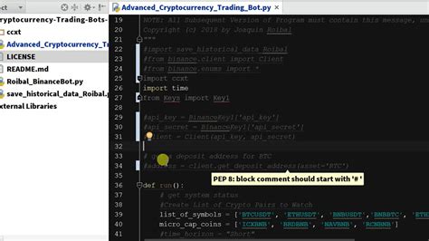 This medium post will serve as a centralized location for the youtube tutorials, github code. Import CCXT - Python Binance Crypto Trading Bot - Chapter ...