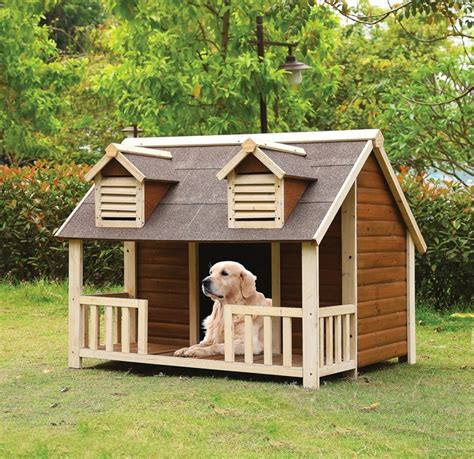 Buddy Country Cottage Jumbo Wooden Dog House W Porch In Cream And Oak Finish