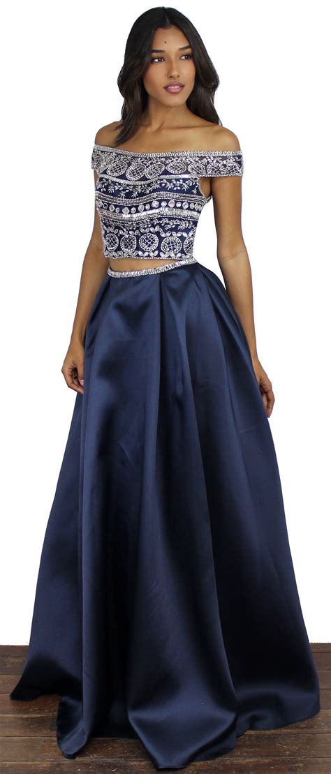 Only Want You Navy Two Piece Set Gown Navy Two Piece Two Piece Gown High Waisted Maxi Skirt