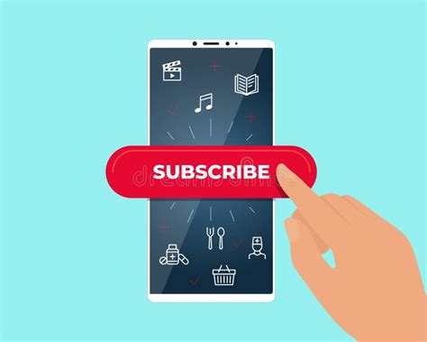 Online Subscription Services On Smartphone Screen Finger Press