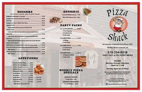 pizza shack menu in cobleskill new york usa