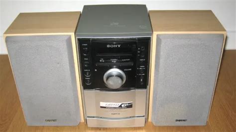 Sony Cmt Eh Micro Hifi Component System Wooden Shelf Speakers Cd Player Stereo