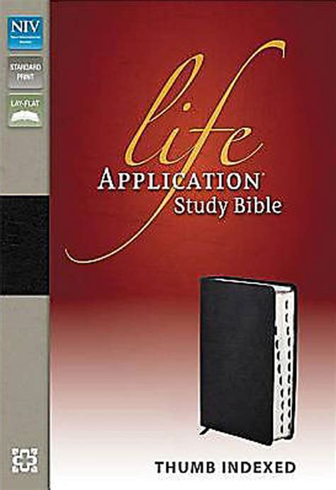 Niv Life Application Study Bible Thumb Indexed Leather Black
