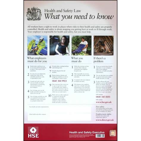 Note the health and safety information for employees regulations 1989 require employers to display a poster (or to provide leaets) telling. Health and Safety Law Poster | Sibbons