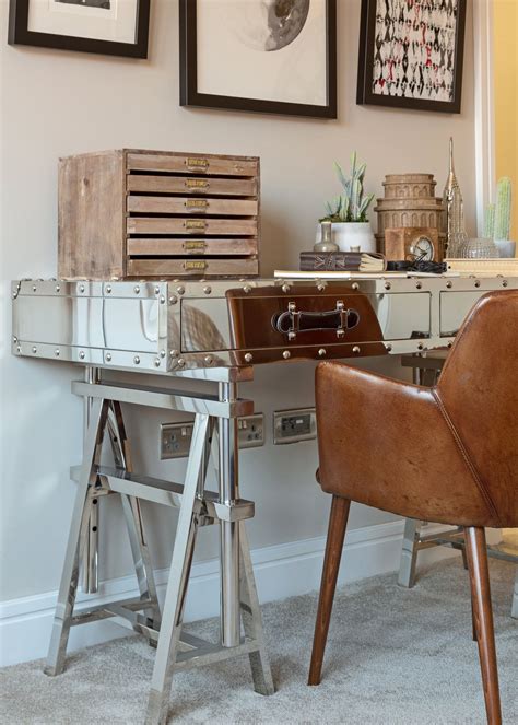 This Steely Industrial Style Desk Contrasts Stylishly Against The Rich