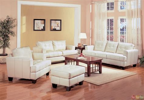 ivory leather living room sets