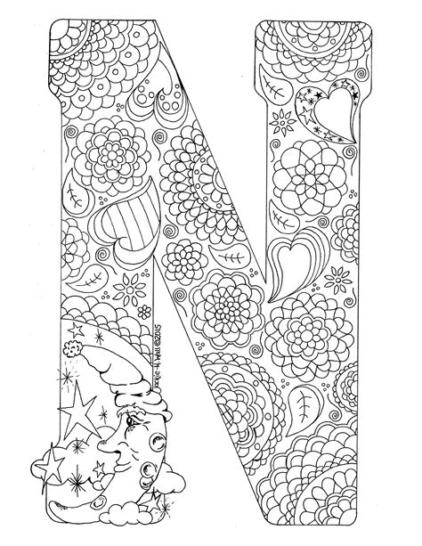 Letter N Colouring Page Jackie Wall Studio