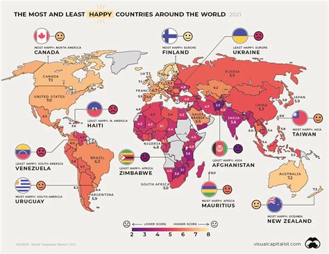 Mapped Happiness Levels Around The World In