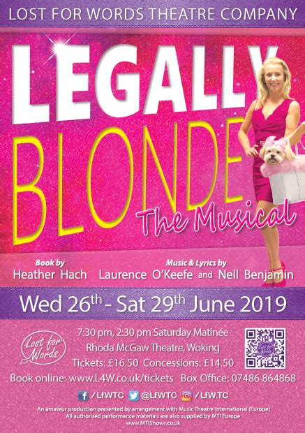 Legally Blonde At Rhoda Mcgaw Theatre Event Tickets From Ticketsource