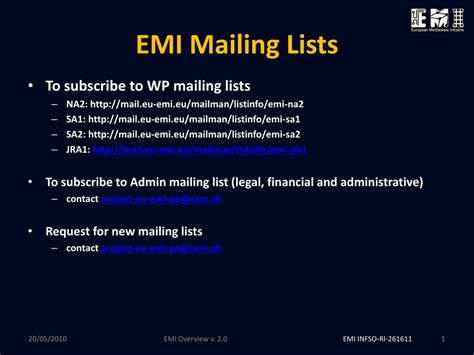 Ppt Emi Mailing Lists Powerpoint Presentation Free Download Id2697525