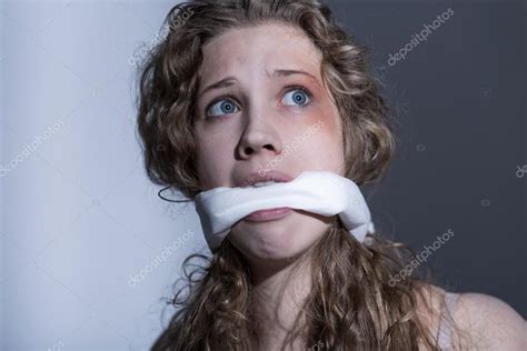 Kidnapped Female With Gagged Mouth Stock Photo Photographee Eu