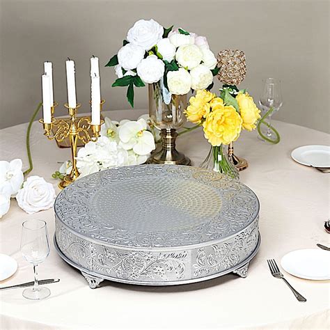 22 Inch Wide Round Embossed Cake Stand Riser Wedding Decorations