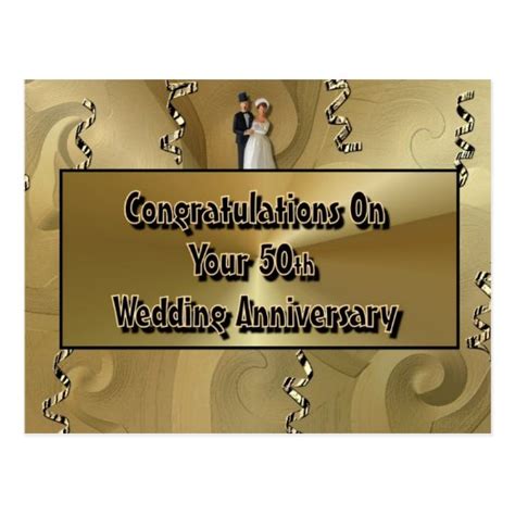 Congratulations On Your 50th Wedding Anniversary Postcard Zazzle