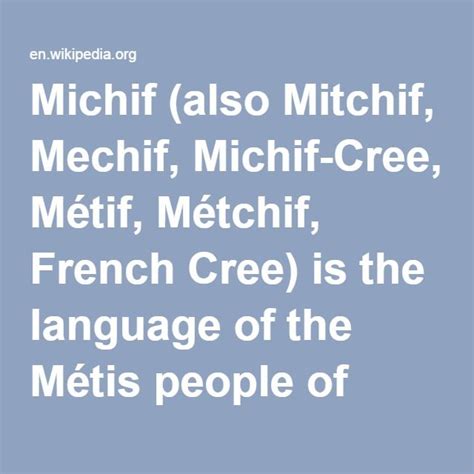 Michif Language Canadian History European Ancestry Language