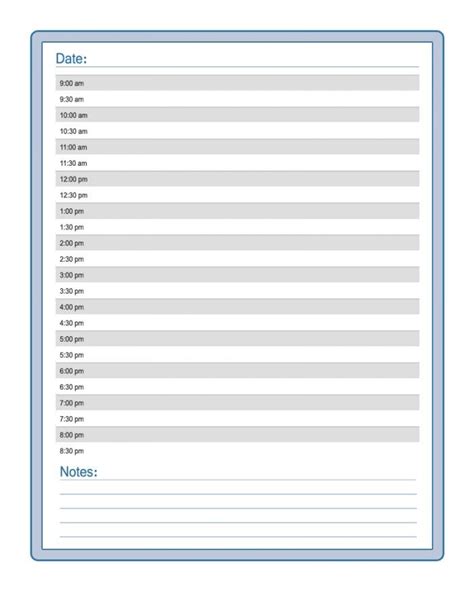 daily printable schedule template daily calendar template