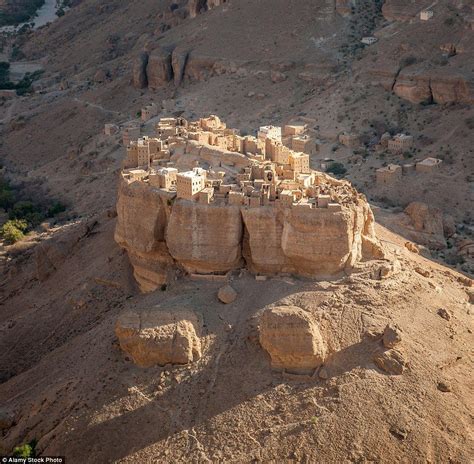 Haid Al Jazil In Yemen Sits On Top Of A Huge Rock With Vertical Sides