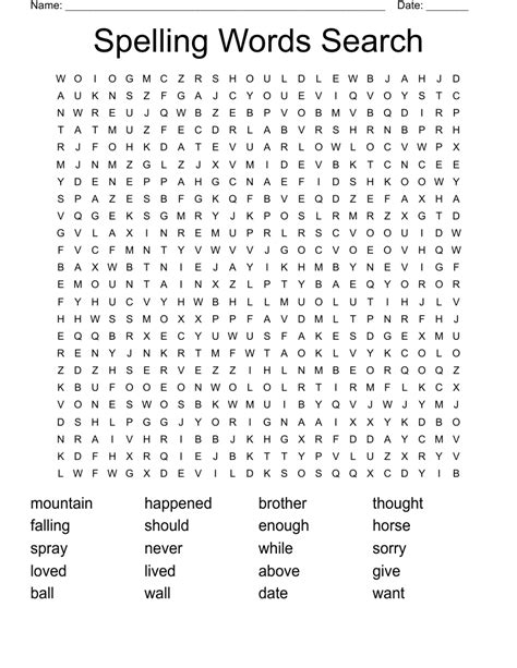 Spelling Words Search Word Search Wordmint