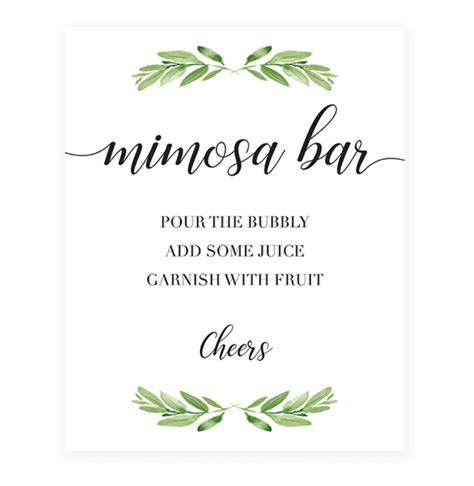 Free Mimosa Bar Printable Francesco Printable