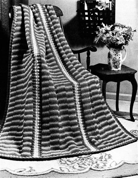 1970 Florentine Flame Tunisian Crochet Afghan Pattern Digital Etsy