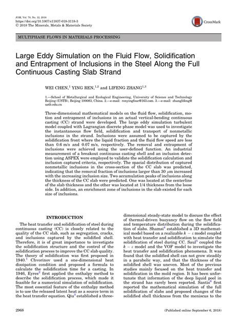 Pdf Large Eddy Simulation On The Fluid Flow Solidification And