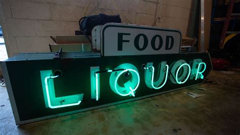 Liquor And Food Double Sided Porcelain Neon 83x26x12 At Indy Road Art