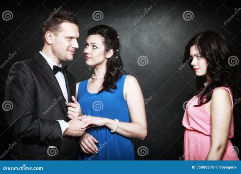 Małżeńskiej Niewierności Pojęcie Trójkąt Miłosny Pasyjna Nienawiść Zdjęcie Stock Obraz